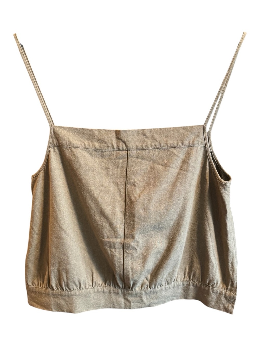 Frame Linen Blend Olive Spaghetti-Strap Top